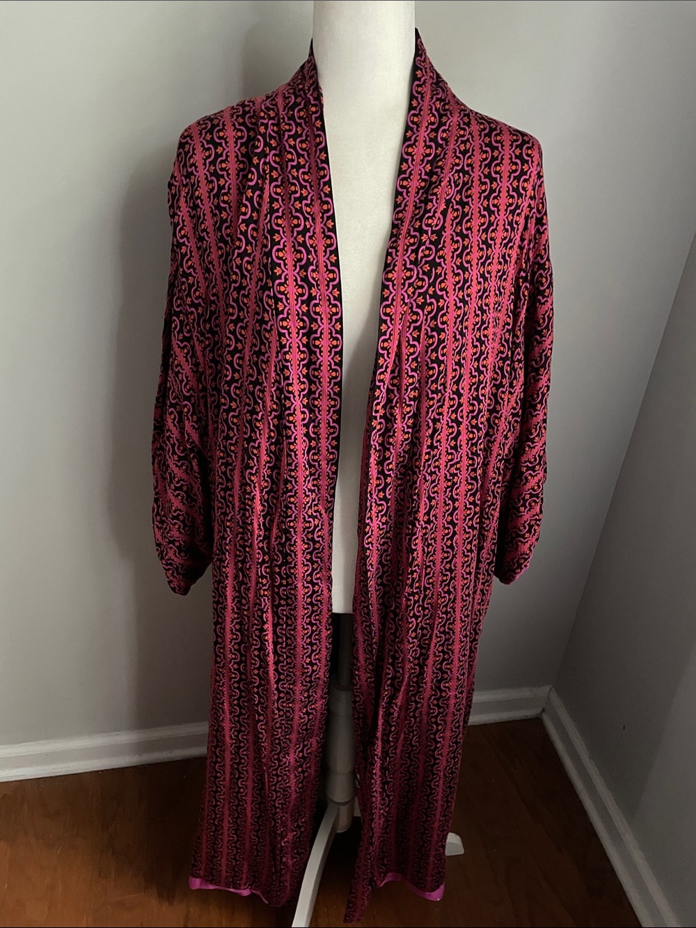 Rachel Zoe Reversible Multicolor Kimono Robe with Floral Print Size Large - Picture 4 of 6